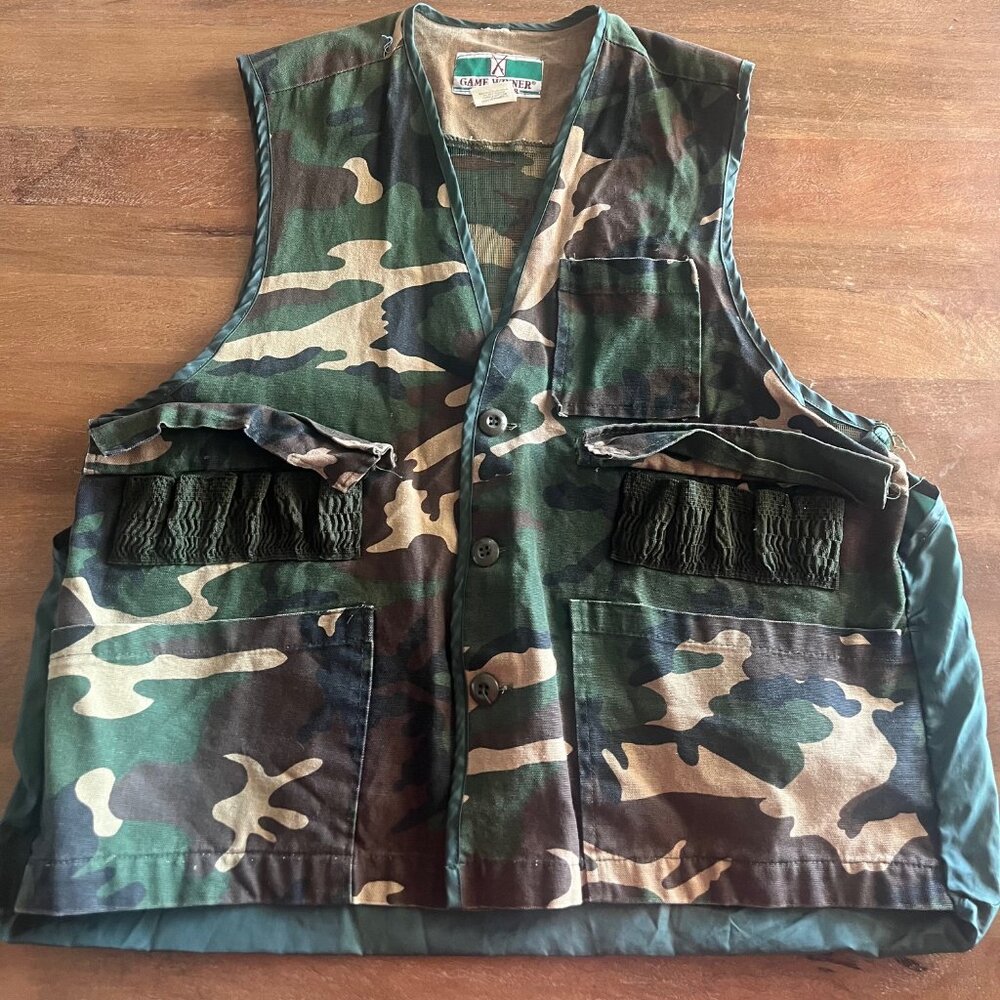 Vintage Game Winner Sportswear Medium‎ Camouflage Duck  Hunting Vest Game Pouch